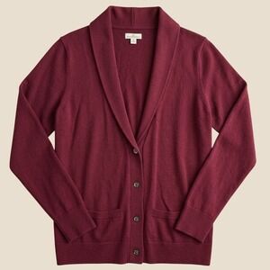 L.L. Bean Signature Cardigan Womens Medium Burgundy Merino Wool Academic Preppy